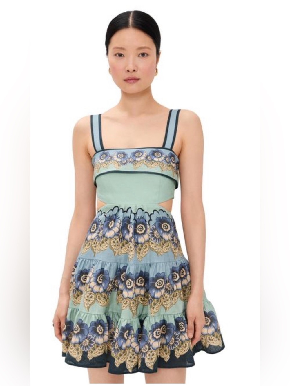 ALÉMAIS Women's Blue Madalena Cut Out Mini Dress Size 0 NWT